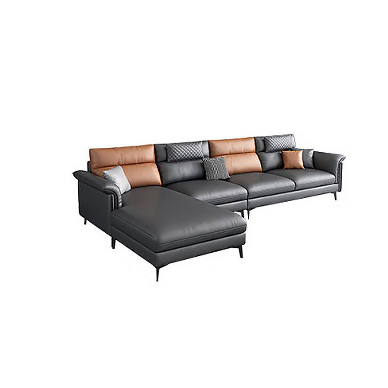 35.43" Tall Modern Sectional Dark Gray Sectional with Pillowed Back Cushions