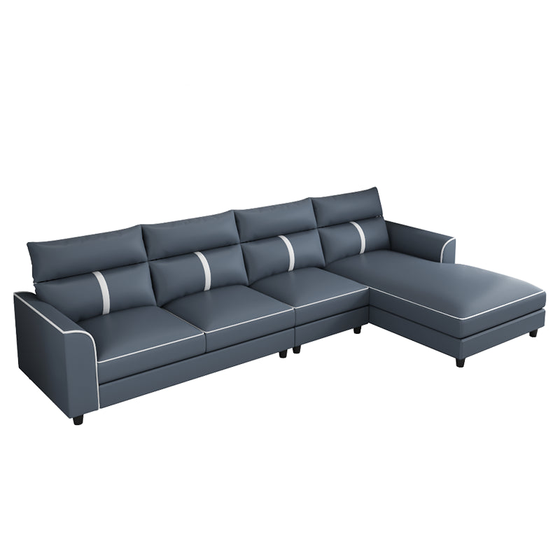Blue Modern Faux Leather Sectional/Sofa for Living Room, Stain-Resistant