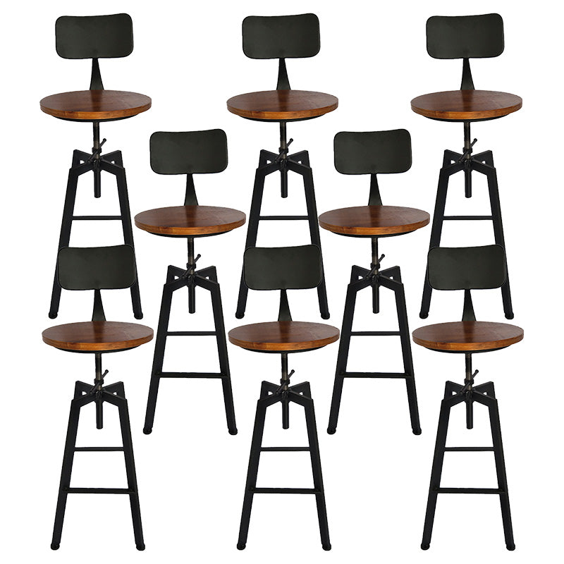 Industrial Metal Barstool Faux Leather Upholstered Counter Stool in Matte Finish