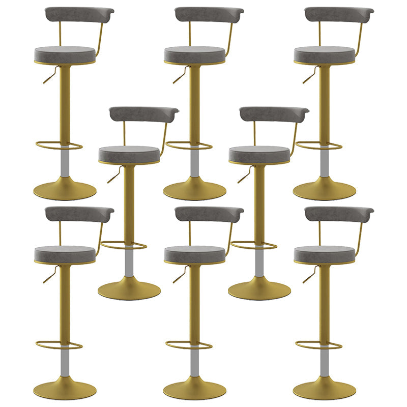Scandinavian Metal Barstool Fabric Upholstered Counter Stool in Matte Finish for Indoor Grey Gold 8 Piece Set Clearhalo 'Bar Furniture' 'Bar Stools' 'bar_stools' 'furn' 'furn_bar_stools' 'Furniture' 'Kitchen & Dining Furniture' 5654173