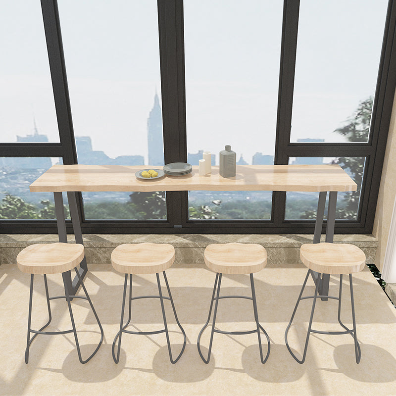 Tavolo da bar in legno massiccio rettangolo set moderno da 1/5 pezzi con sgabelli senza schienale