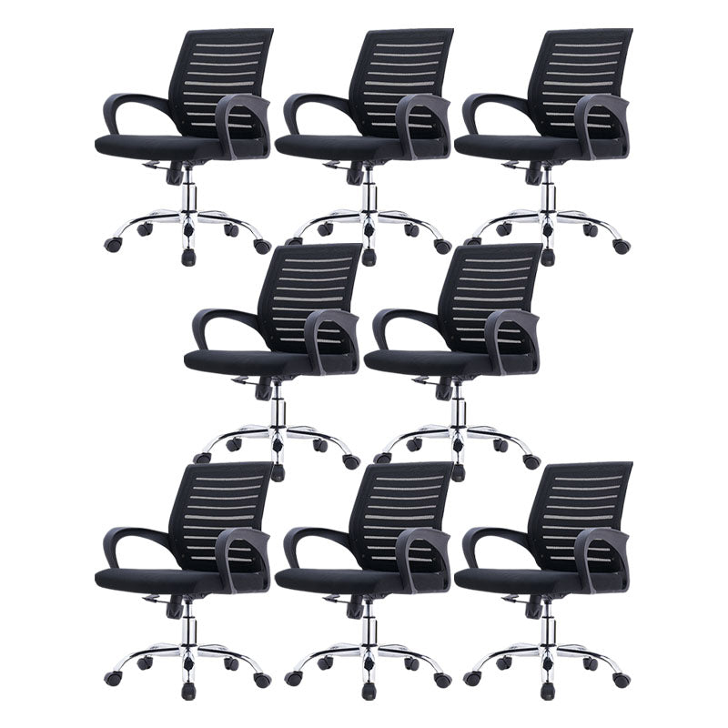 Sedia da scrivania a bracci fissi moderni Supporto lombare Sedia da ufficio in acciaio