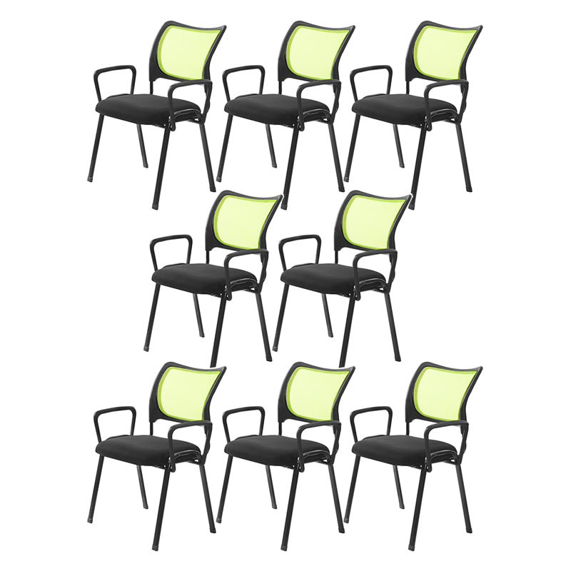 Silla de escritorio de malla baja sin ruedas silla de conferencia de armas fijas