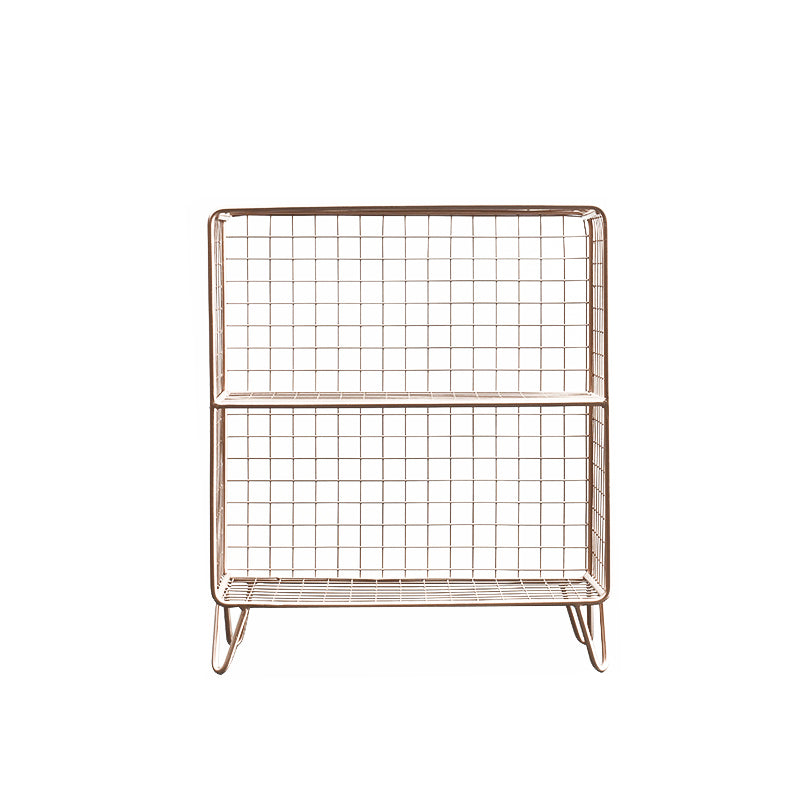 Manota moderno in metallo in metallo scaffale di stoccaggio aperto incluso tavolo da notte di ferro con gambe