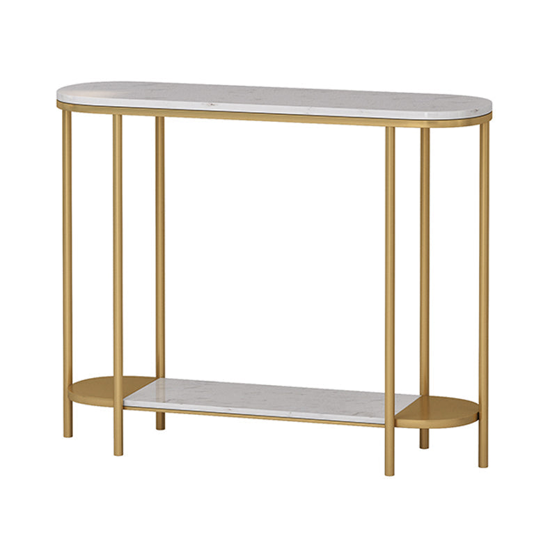 Tavolo console ovale glam con scaffale di stoccaggio per tavolo accento per la sala