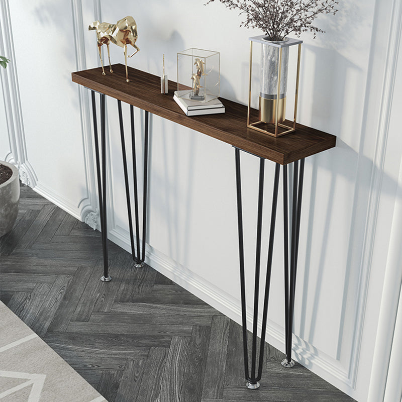 Tavolo da console top in legno massiccio da 31,5 "H con gambe metalliche moderne