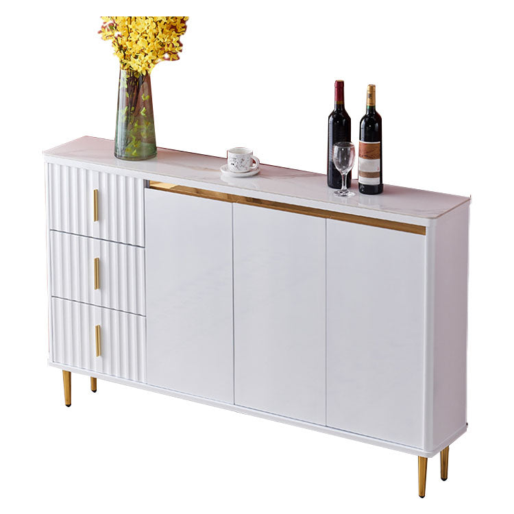 Stone in stile glam 34 "H sala da pranzo sideboard a 3 tradotto server buffet in bianco