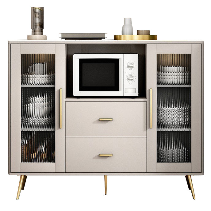 Sideboard in legno ingegnerizzato cassetto Glam Scaffali regolabili a scaffalatura con piano di lavoro in pietra