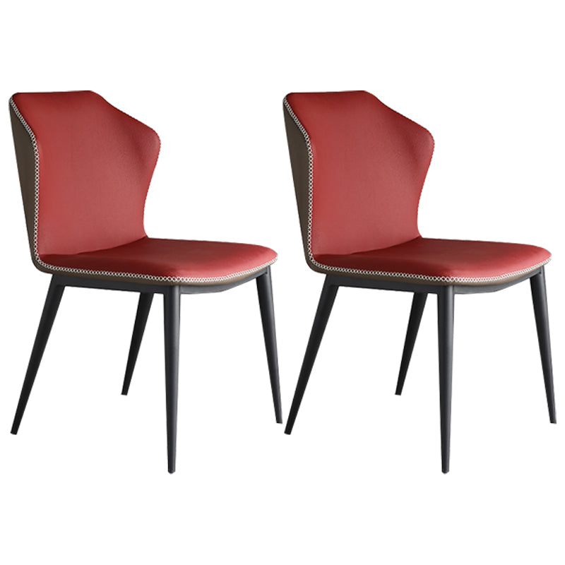 モダンレザーホームサイドチェアマットフィニッシュウィングバックダイニングチェア