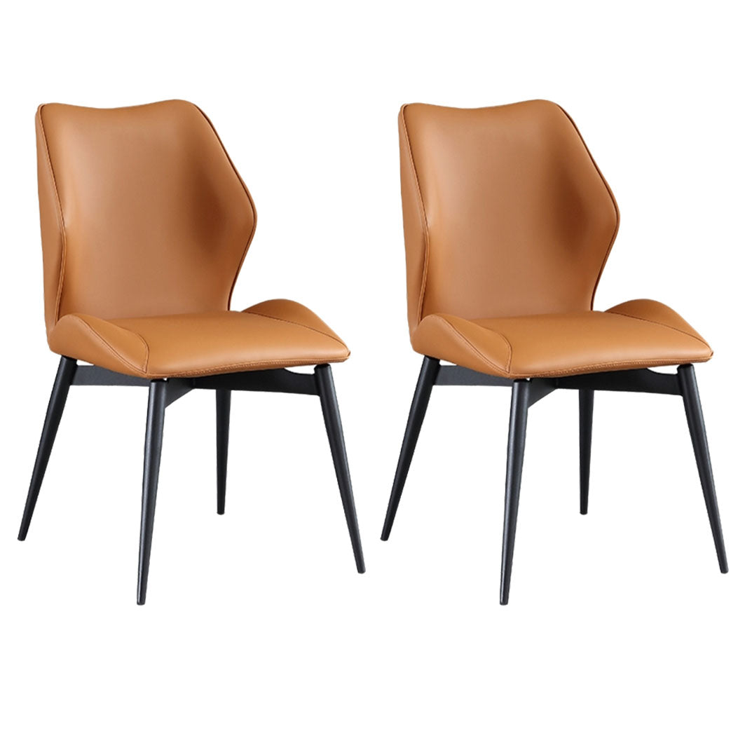 モダンなコーヒーショップウィングバックチェアレザーマット仕上げダイニングチェア