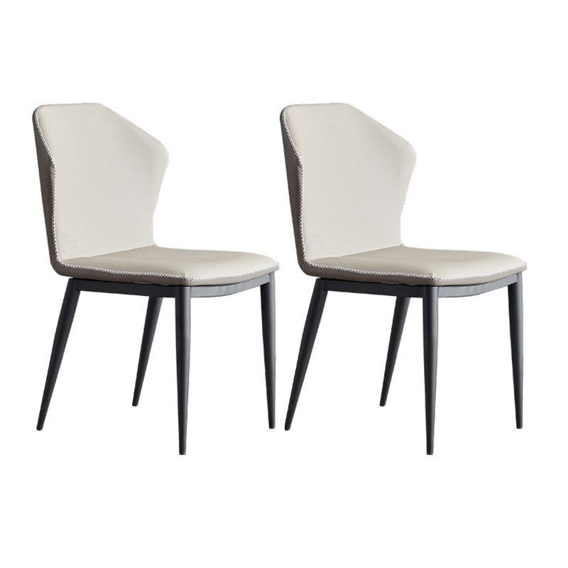 Contemporary Dining Room Chairs Matte Finish Leather Curved Parsons Side Chair