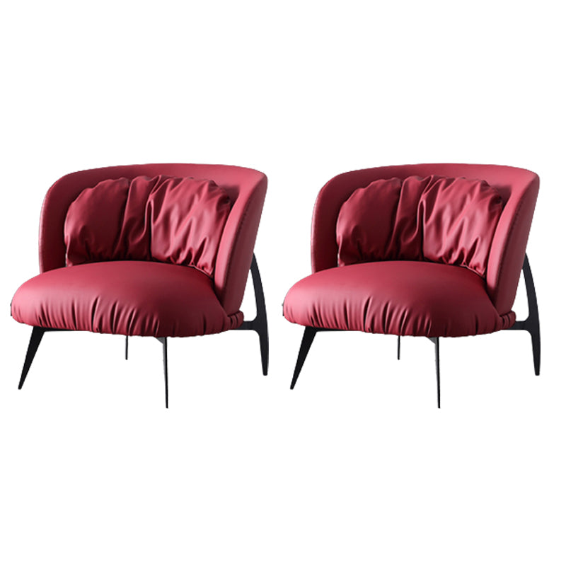 Modern Style Armless Black Metal Leather Lounge Chair with Pillow Back