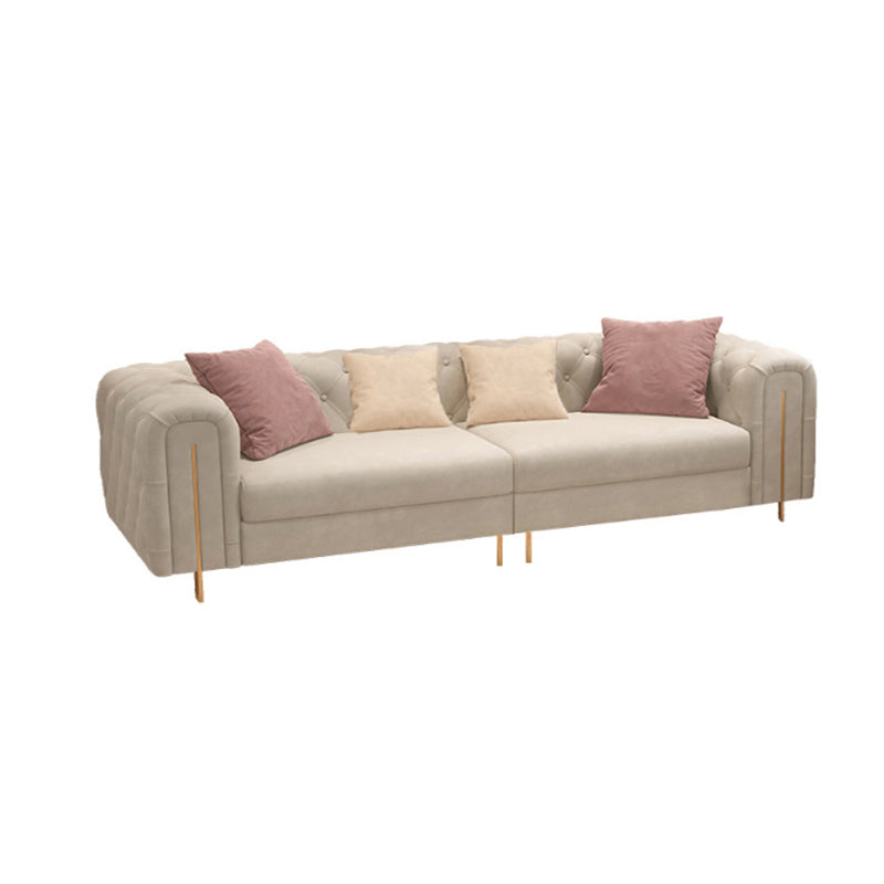 Tuxedo Arm Sofa Contemporary White Sofa with Tufted Split-Back