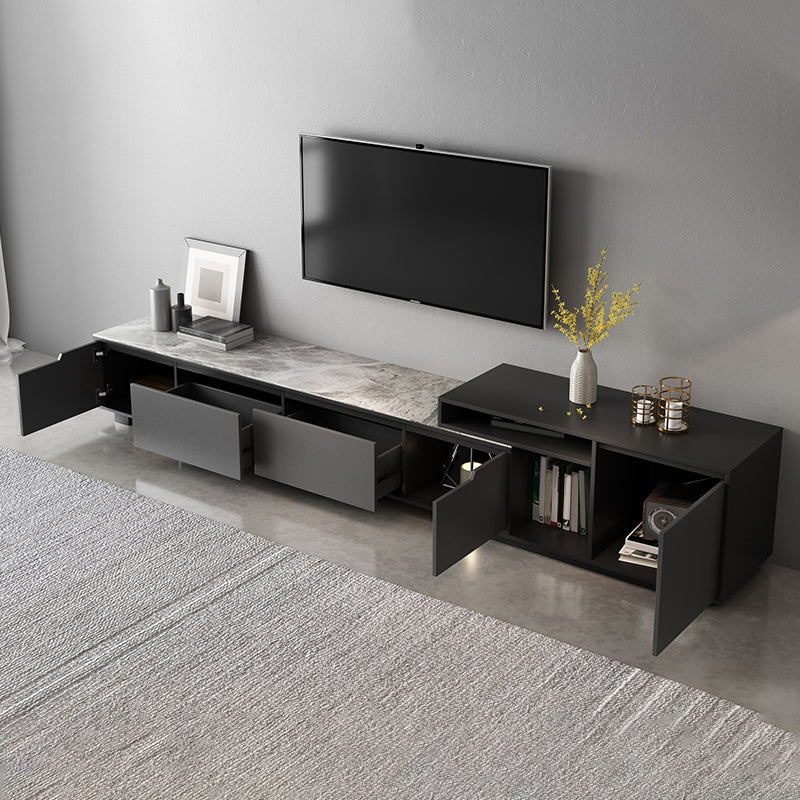 Gray TV Stand 71 /92 - Consola de TV de madera deslizante de pulgadas con cajones