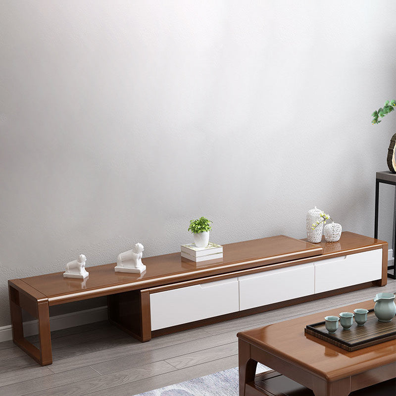 Traditionelle Rubberwood Media Console Matte Finish Holz -TV -Medien stehen mit Schubladen