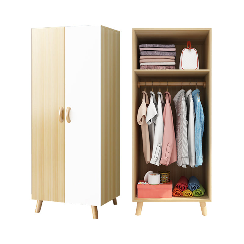 Moderne scharnierende deurgarderobe voor slaapkamer matte afwerking Kast met houten benen
