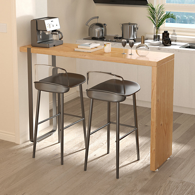 Tavolo da bar per top in legno di pino rettangolare tavolo da pub moderno con doppio piedistallo in natura