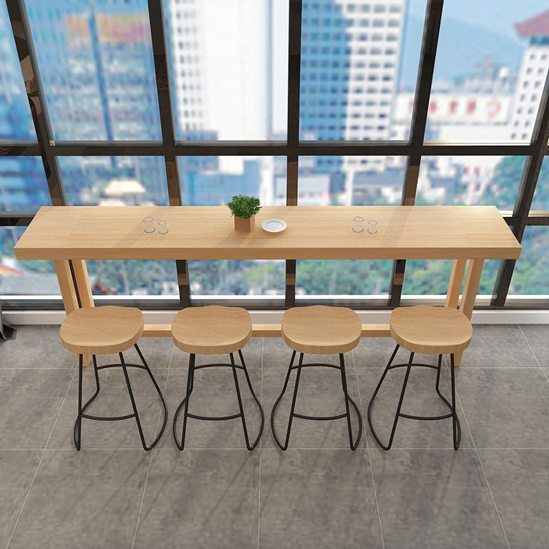 Tavolo da bistrot top in legno rettangolo pino tavolo da pub moderno con cavalletto in legno