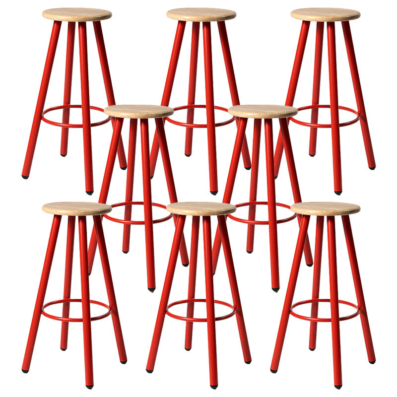 Modern Round Bar & Counter Stool Dining Room Footrest Wood Counter-height Stool