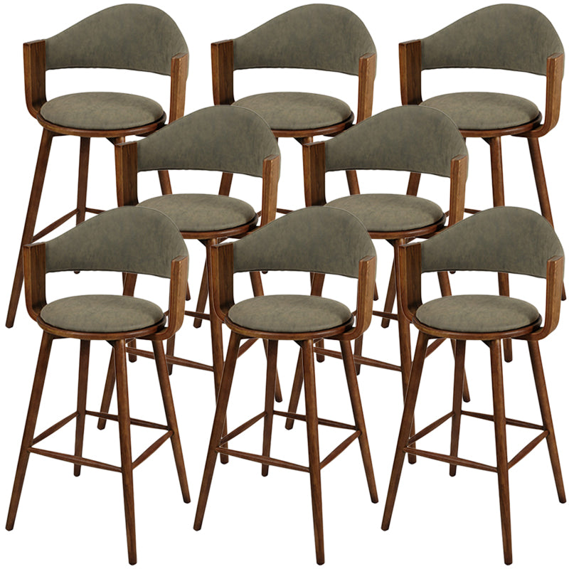 Muebles de cuero de imitación de taburete de madera verde contemporáneo con 4 patas de madera