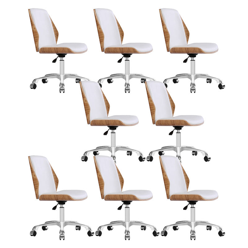 Faux Leather Office Chair Chrome Frame Armless Ergonomic Computer Desk Chair White 8 Piece Set Clearhalo 'furn' 'furn_office_chair' 'Furniture' 'Office Chairs' 'Office Furniture' 'office_chair' 5671087