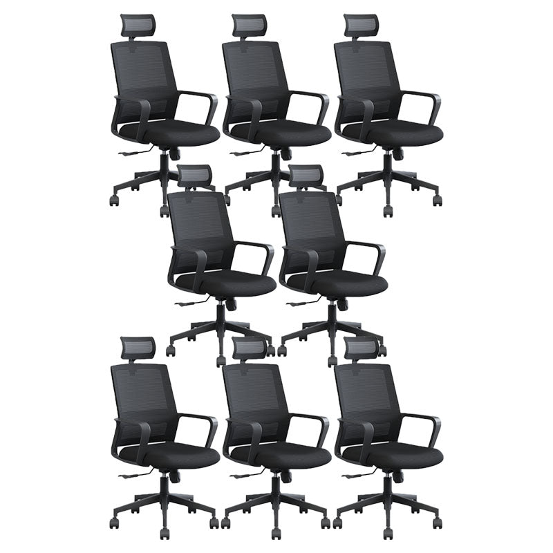 Modern Breathable Mesh Office Chair Nylon Fixed Arm Task Chair 8 Piece Set Nylon With Headrest Clearhalo 'furn' 'furn_office_chair' 'Furniture' 'Office Chairs' 'Office Furniture' 'office_chair' 5671302