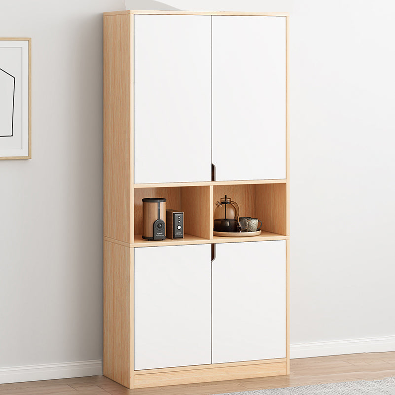 Wooden Standard Bookcase 12" D with Doors Closed Back Vertical Bookshelf 31.5"L x 11.8"W x 72.0"H Wood+Beige Clearhalo 'Bookcases' 'furn' 'furn_bookcases' 'Furniture' 'Office Furniture' 5672080