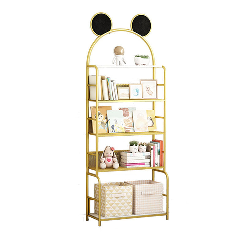 Modern Metal Bookshelf Etagere Vertical Open Shelf Bookcase in Burnish 20.5"L x 11"W x 59.1"H Gold Clearhalo 'Bookcases' 'furn' 'furn_bookcases' 'Furniture' 'Office Furniture' 5672118