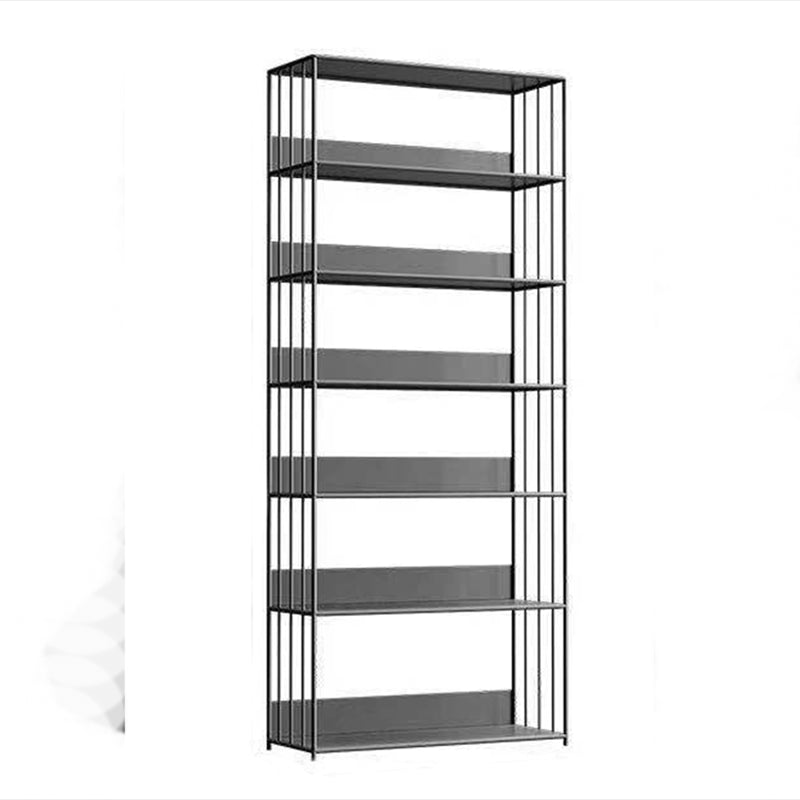 Modern Metal Bookshelf Standard Vertical Open Shelf Bookcase 31.5"L x 11.8"W x 74.8"H Grey Clearhalo 'Bookcases' 'furn' 'furn_bookcases' 'Furniture' 'Office Furniture' 5672203
