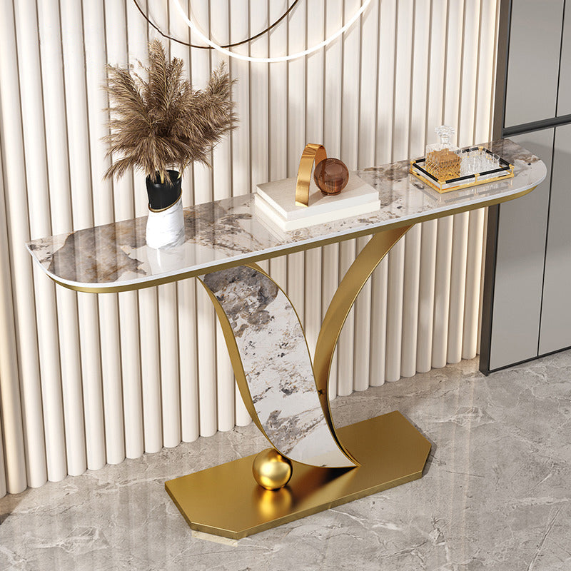 Tavolo da divano graffiati con consolle mezza luna ardesia glam