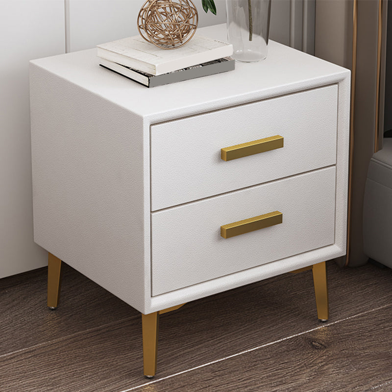 Moderno comodino in pelle finta a 2-cassetto stoccaggio in legno massiccio da 19 pollici H Tavolo da notte
