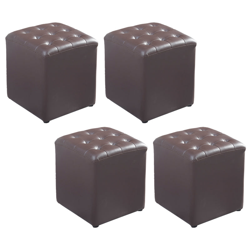 Zeitgenössischer fleckresistenter Standard quadratischer gelber Lederpouf