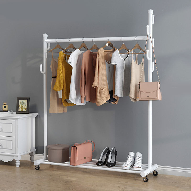 Coat Hanger Metal Hanging Hooks Storage Shelf Entryway Kit Hall Stand 47"L x 17"W x 68"H White Clearhalo 'Entry & Mudroom Furniture' 'furn' 'furn_hall_tree_coat_racks' 'Furniture' 'Hall Trees & Coat Racks' 'hall_tree_coat_racks' 5680750