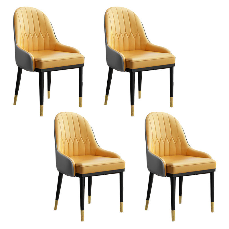 スカンジナビアのフェイクレザーダイニングチェアソリッドバックアームサイドチェア