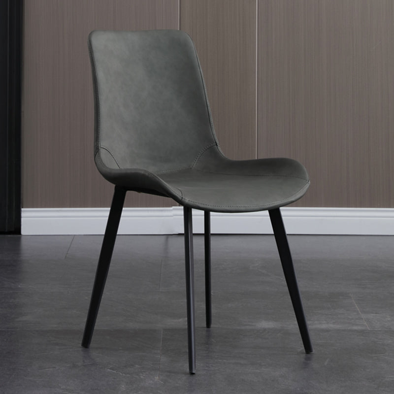 フェイクレザーダイニングチェアインダストリアルアームソリッドバックダイニングサイドチェア