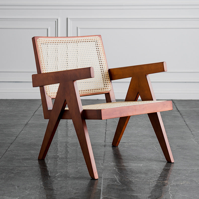 現代バルコニーウッドアームチェアマット仕上げオープンダイニングチェア