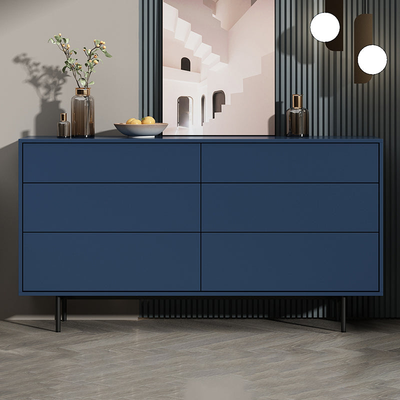 13.77" Wide Modern Accent Chest with 6 Drawers and 4 Straight Black Legs 59"L x 14"W x 31"H Blue Clearhalo 'Cabinets & Chests' 'cabinets_chests' 'furn' 'furn_cabinets_chests' 'Furniture' 'Living Room Furniture' 5682654