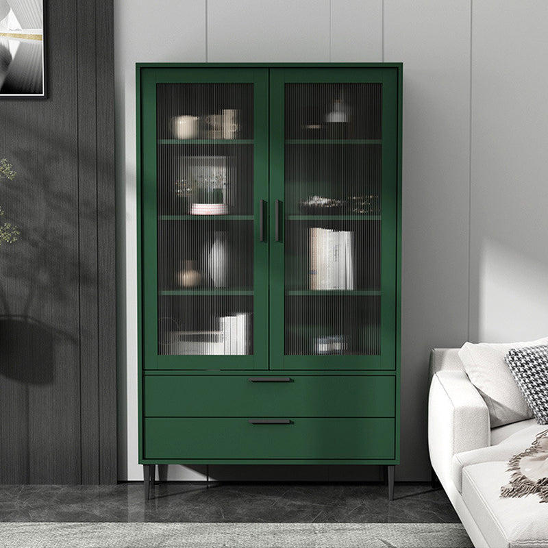 Wooden Accent Cabinet with Glass Door and 2 - Drawer 11.81" Wide Side Cabinet 31.5"L x 11.8"W x 59.1"H Green Clearhalo 'Cabinets & Chests' 'cabinets_chests' 'furn' 'furn_cabinets_chests' 'Furniture' 'Living Room Furniture' 5682689