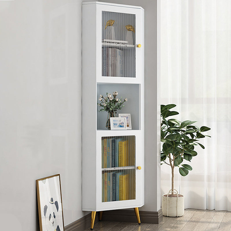 Contemporary Storage Cabinet with 3 Shelves and Glass Paned Triangle Cabinet White Clearhalo 'Cabinets & Chests' 'cabinets_chests' 'furn' 'furn_cabinets_chests' 'Furniture' 'Living Room Furniture' 5682857