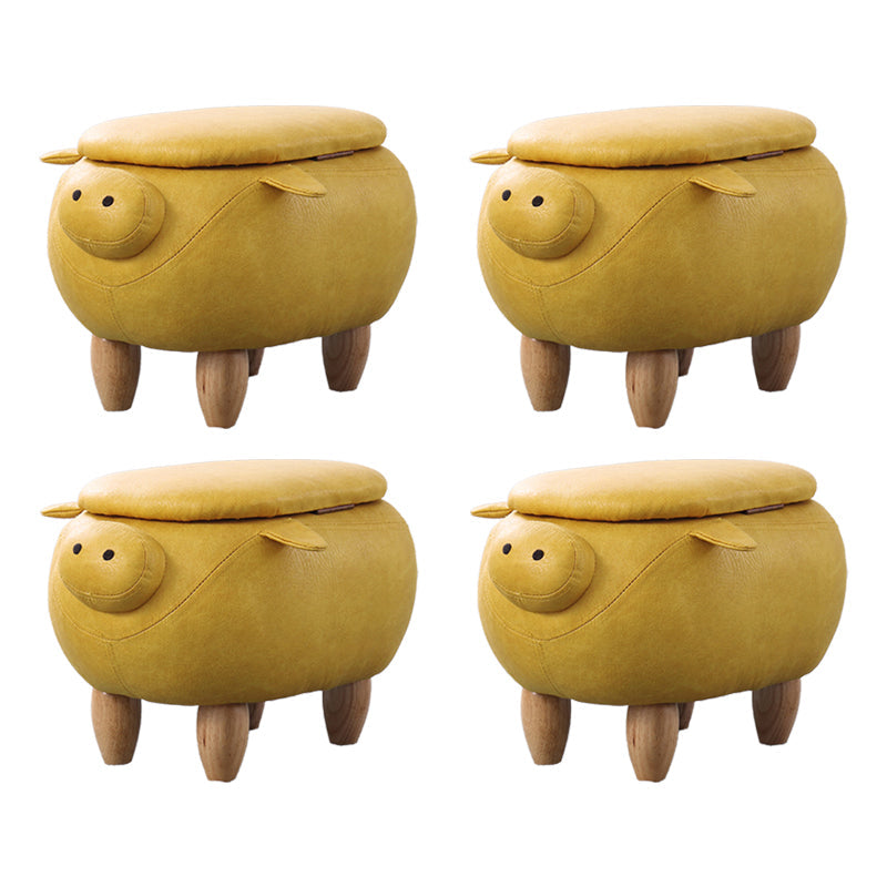 Contemporary Standard Ottoman Specialty Faux Leather Upholstered Pouf