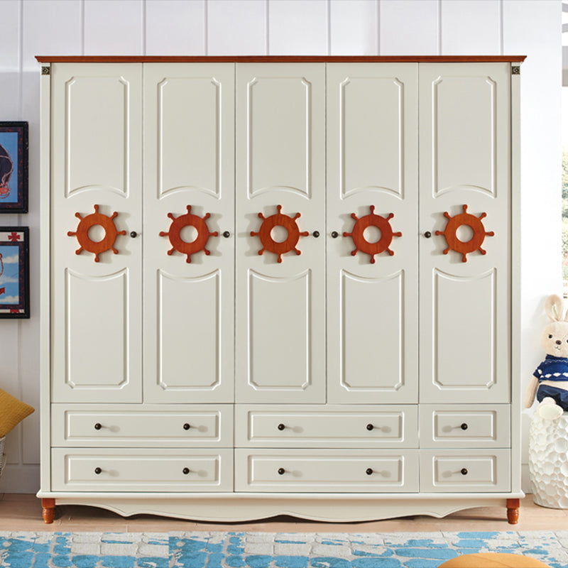 Coastal gemanipuleerde houten armoire voor slaapkamer matte afwerking kast met scharnierende deur