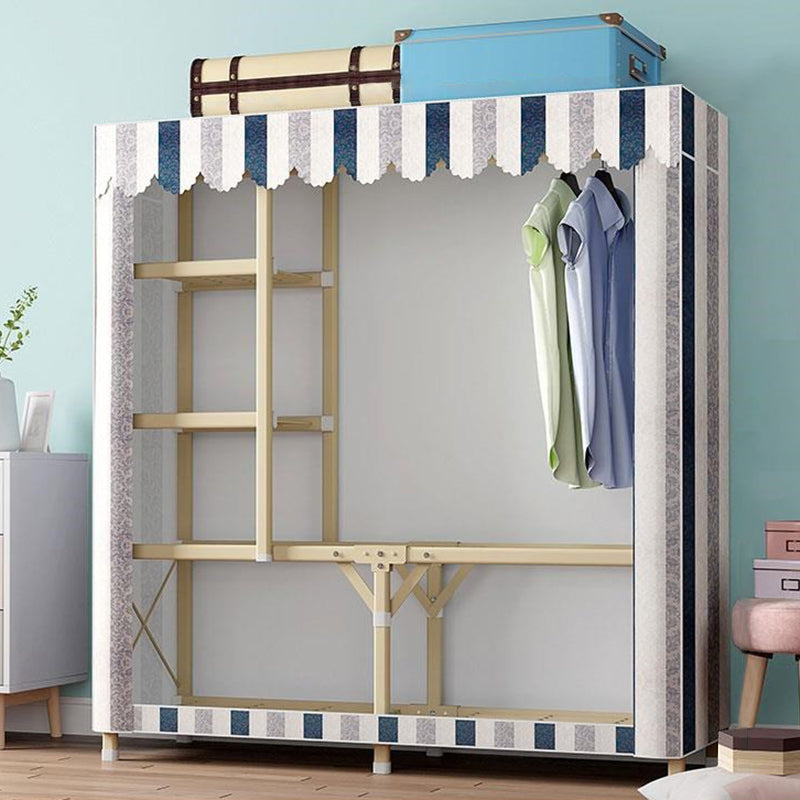 Contemporary Folding Wardrobe Armoire Gold Steel Frame Wardrobe