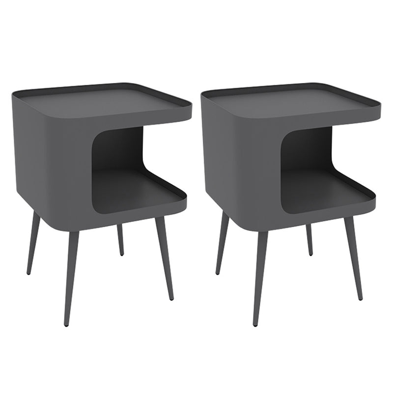 Mid-Century Square Tray Top Side Table 19.6" Tall Iron 4 Legs End Table with Storage