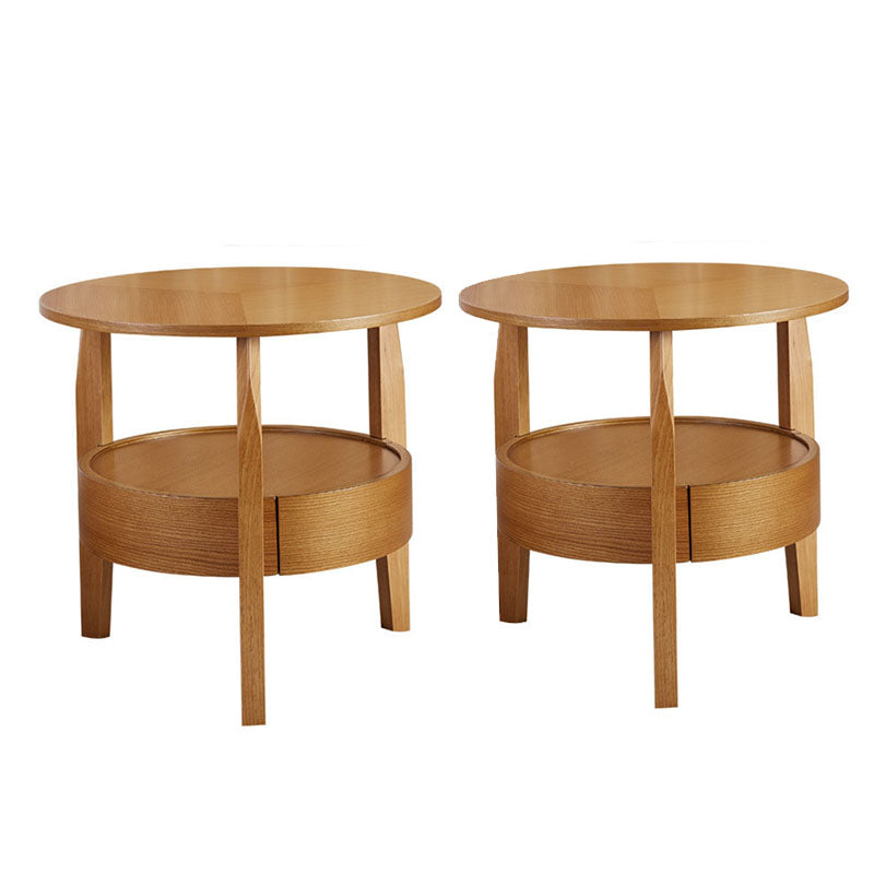Traditional Round Wooden Top Side Table 3 Legs End Table with Storage 23.6"L x 23.6"W x 23.6"H Natural 2 Clearhalo 'Coffee & Accent Tables' 'End & Side Tables' 'end_side_tables' 'furn' 'furn_end_side_tables' 'Furniture' 'Living Room Furniture' 5688407