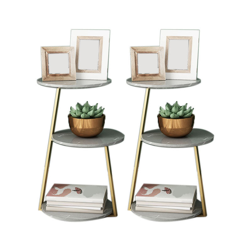 14.56 inch Wide Scandinavian Style Side End Table Metal Abstract Side Accent Table Gold Gray 2 Clearhalo 'Coffee & Accent Tables' 'End & Side Tables' 'end_side_tables' 'furn' 'furn_end_side_tables' 'Furniture' 'Living Room Furniture' 5688439