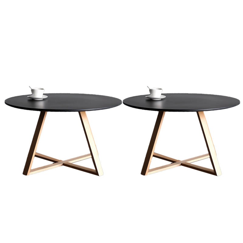 Table de bois rond en bois rond de style nordique avec table d'appoint de base en bois en bois