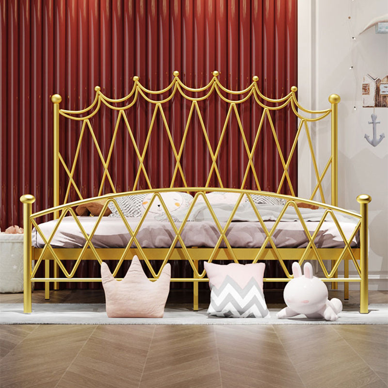 Glam Metal Arched Standard Bed with Open-Frame Headboard, Mattress Not Included