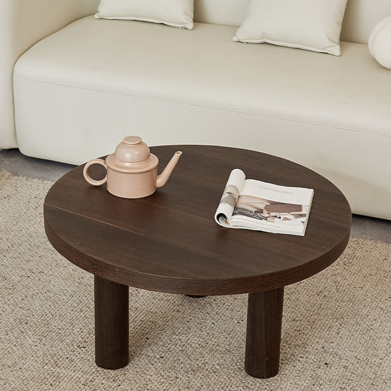 Scandinavian 3 Legs Coffee Table Round Wooden Coffee Table Set for Home 39.5"L x 39.5"W x 16"H Cherry Wood Clearhalo 'Coffee & Accent Tables' 'Coffee Tables' 'coffee_tables' 'furn' 'furn_coffee_tables' 'Furniture' 'Living Room Furniture' 5689702
