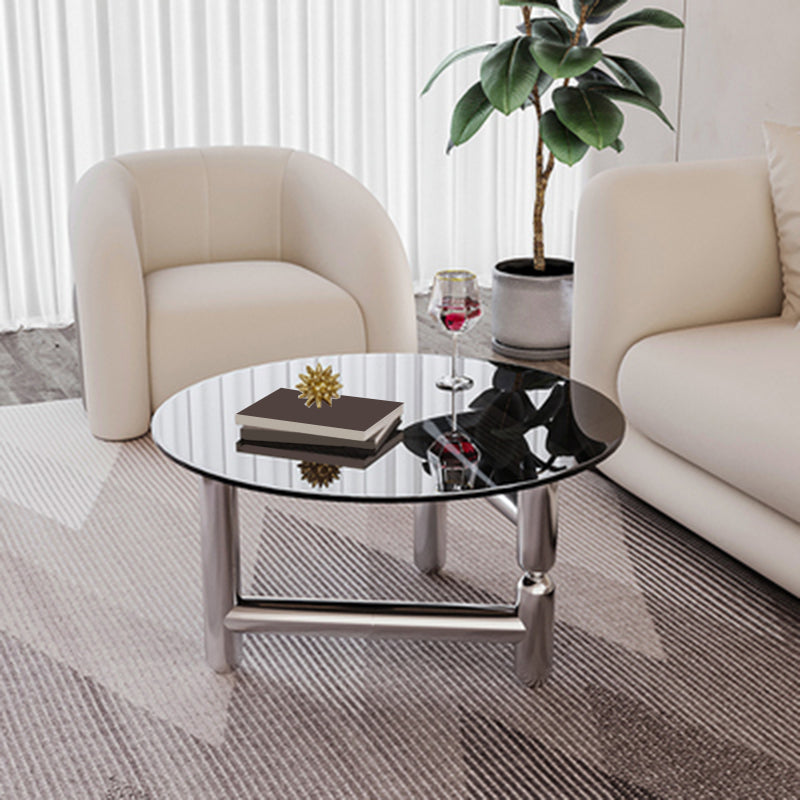 Tavolino rotondo di caffè a 3 gambe Minimalista Tavolo da cocktail a scaffali aperti