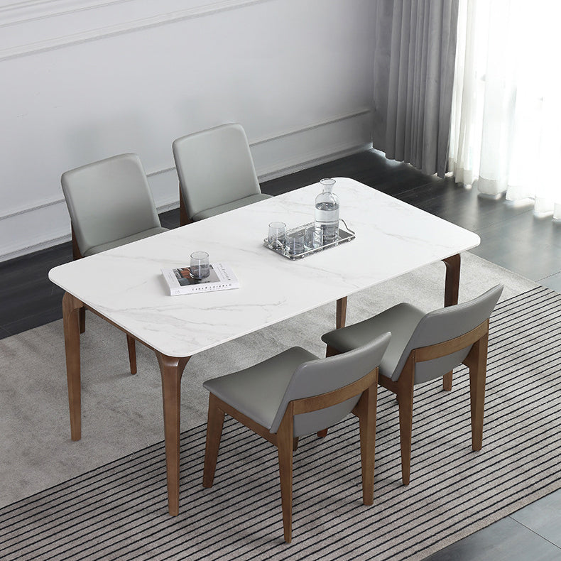 Contemporary Sintered Stone Rectangle Table Set 1/4/5 Pieces Dining Set 5 Pieces: Table, 4 Chairs Clearhalo 'Dining Room Sets' 'Dining Tables & Seating' 'dining_room_set' 'furn' 'furn_dining_room_set' 'Furniture' 'Kitchen & Dining Furniture' 5691993